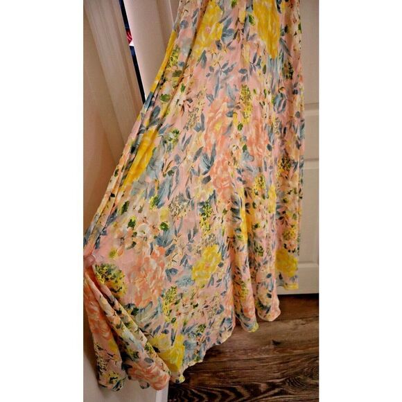 Betsy & Adam Sz 4 Pink Burnout Chiffon Print Halter Dress w/Wrap Skirt $259 - Picture 11 of 16